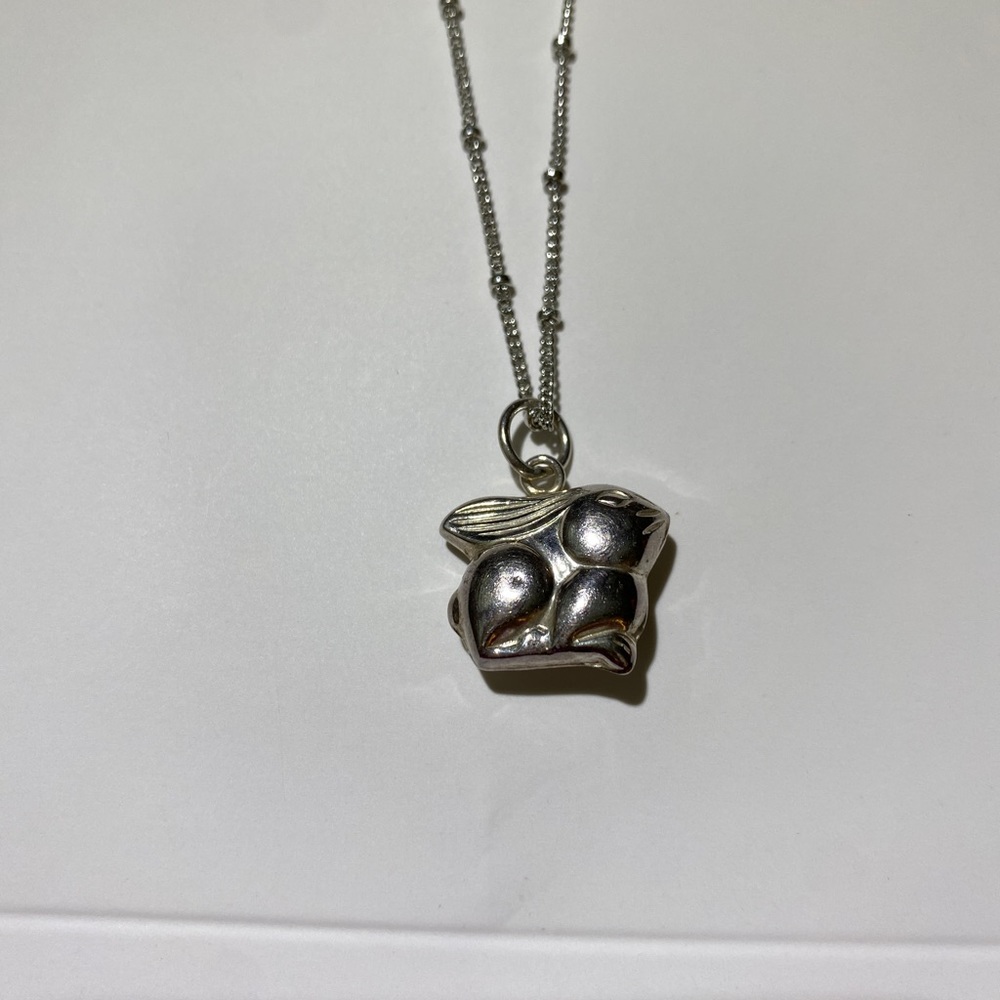 Sterling silver bunny rabbit necklace - Picture 2 of 4
